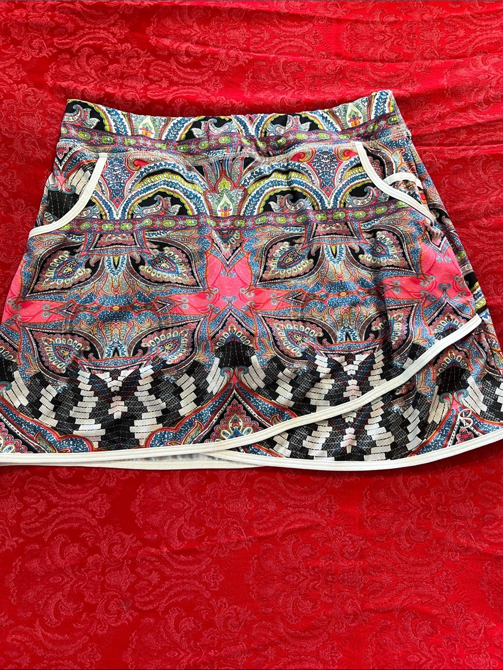 Sofibella Women’s L Paisley Tennis Golf Skort Multicolor Pickleball Athletic
